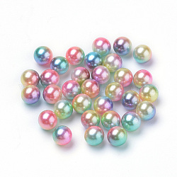 Cuentas de perlas de imitación acrílica arcoiris, gradiente de perlas de sirena, ningún agujero, redondo, amarillo champagne, 6 mm, aproximamente 5000 unidades / 500 g