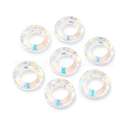 Anneaux de liaison en verre transparent galvanoplastie, anneau cosmique en cristal, anneaux de prisme, facette, anneau rond, clair ab, 14x3.5mm, diamètre intérieur: 8 mm