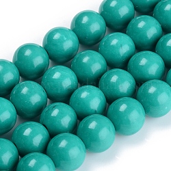 Brins de perles de jade mashan naturel teint, turquoise d'imitation, ronde, ronde, turquoise moyen, 4mm, Trou: 1mm, Environ 100 pcs/chapelet, 16 pouce (40.64 cm)