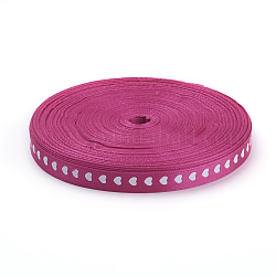 Presents Boxes Packages Single Face Satin Ribbon, Heart Pattern Design, Deep Pink, 3/8 inch(10mm), 100yards/roll(91.44m/roll)