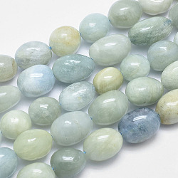 Natural Aquamarine Beads Strands, Oval, 14.5~20x12~13mm, Hole: 1mm, about 26pcs/strand, 15.3 inch(39cm)
