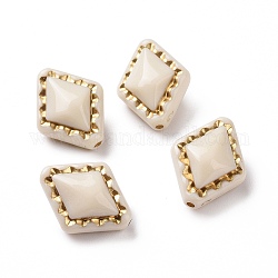 Plaquage de perles acryliques opaques, métal doré enlaça, losange, linge, 18x14x9~9.5mm, Trou: 1.5mm, 530 pcs / 500 g