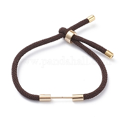 Fabricación de pulseras de cordón de nailon trenzado, con fornituras de latón, marrón, 9-1/2 pulgada (24 cm), link: 30x4 mm