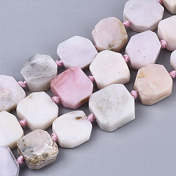 Chapelets de perles en opale rose naturelle, rectangle, 15~19x16~18x5~9mm, Trou: 1.2mm, Environ 19~20 pcs/chapelet, 15.94 pouce ~ 16.65 pouces (40.5 cm ~ 42.3 cm)