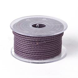 Cordón trenzado de cuero, cable de la joya de cuero, material de toma de diy joyas, azul pizarra, 3mm, alrededor de 21.87 yarda (20 m) / rollo