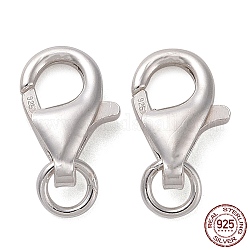 925 Sterling Silver Lobster Claw Clasps, with 925 Stamp, Silver, 13mm, Hole: 2mm