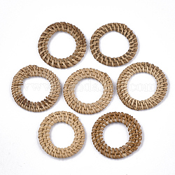 Плетеные кольца из тростника / ротанга ручной работы, для изготовления соломенных сережек и ожерелий, кольцо, деревесиные, 45~55x4~6 мм, внутренний диаметр: 25~33 мм