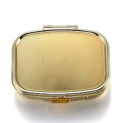 Pillendose aus Eisen mit 2 Fach, Reisemedizin-Boxen, mit Spiegel innen, leere Basis für UV-Harz Handwerk, Rechteck, golden, 57x46.5x15 mm
