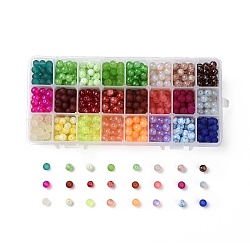 Perles de verre 24 couleurs, ronde, le thème de Noël, mixedstyle, couleur mixte, 8x7.5mm, Trou: 1.5mm, 720 pcs / boîte