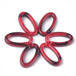 Anelli di collegamento acrilico, connettori a collegamento rapido, per la fabbricazione di catene di gioielli, stile gemstone imitato, ovale, rosso, 35x19.5x6mm, Foro: 25.5x10 mm, circa 235pcs/500g