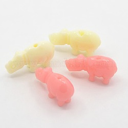 Synthetic Coral Beads, 3D Animal Hippo, Dyed, Mixed Color, 17x9x6mm, Hole: 2mm