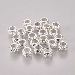 Tibetan Silver Color Plated Beads, Large Hole Beads, Lead Free and Cadmium Free, Rondelle, Silver Color Plated, about 6mm in diameter, 3.5mm thick, hole: 3.5mm