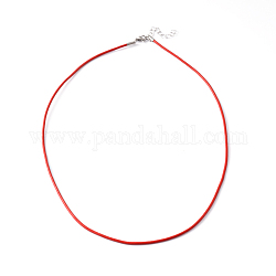 Round Leather Cord Necklaces Making, with 304 Stainless Steel Lobster Claw Clasps and Extender Chain, Orange Red, 18.71inch,2mm