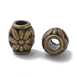 Perles en alliage de style tibétain, sans cadmium et sans plomb, ovale avec des fleurs, bronze antique, 9x8mm, Trou: 3.3mm, environ 667 pcs/1000 g