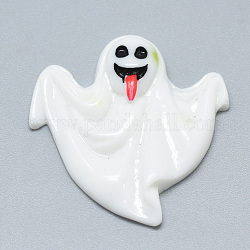 Cabochons in resina, fantasma di Halloween, bianco, 31x29x6mm