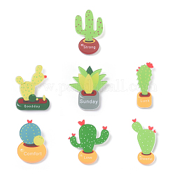 Magneti frigo decorazioni acriliche, cactus, forme misto, verde, 7 pc / set