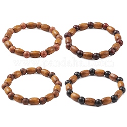 Braccialetti elastici con perline in legno naturale, colore misto, diametro interno: 2-1/4 pollice (5.8 cm)