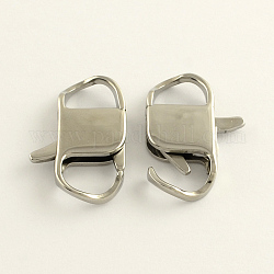 304 Stainless Steel Lobster Claw Clasps, Stainless Steel Color, 32x19x5mm