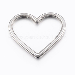 304 anelli di collegamento in acciaio inox, cuore, colore acciaio inossidabile, 24x28x2mm, 24x16mm diametro interno 
