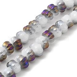 Perles de verre électrolytiques plaquées arc-en-ciel, deux tons, citrouille, violet, 9x11x12mm, Trou: 1.2mm, Environ 74 pcs/chapelet, 23.23 pouce (59 cm)