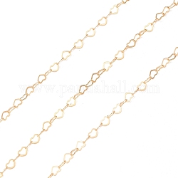 Латунные плоские цепи с сердечным звеном, пайки, настоящие цепочки с золотым наполнителем 14 карат, реальный 14k позолоченный, ссылка: 2x2.5x0.1 mm