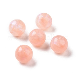 Perles acryliques opaques, perles de paillettes, ronde, saumon clair, 15mm, Trou: 2mm, environ 210 pcs/500 g