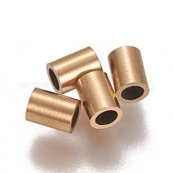 イオンプレーティング（ip）304ステンレス鋼チューブビーズ  ゴールドカラー  4x3mm  穴：2mm