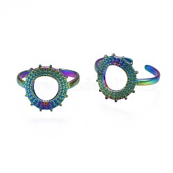 304 bracciale a ciambella in acciaio inossidabile, anello aperto da donna color arcobaleno, misura degli stati uniti 9 (18.9mm)