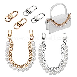 Kit per la realizzazione di cinturini per borse a imitazione di perle fai da te, compresi i cinturini per borse a catena in lega e alluminio, ganci girevoli in lega, platino e oro chiaro, 6pcs/scatola