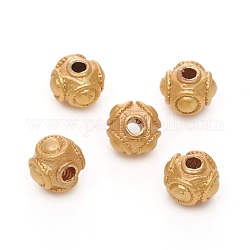 Brass Beads, Long-Lasting Plated, Matte Style, Square, Real 18K Gold Plated, 6.5~7x5.5mm, Hole: 1.6mm