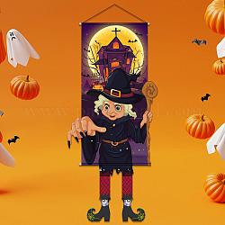 Cartel de puerta colgante de tela de fieltro con tema de halloween, decoración de pared, accesorios decorativos para interiores, al aire libre, patrón de bruja, 1280~1375mm