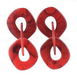 Acryl baumelt Ohrstecker, mit 304 Edelstahlzubehör und Ohrmuttern, rot, 97 mm, Stift: 0.6 mm