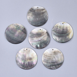 Schwarz Lippe Shell-Anhänger, Flachrund, Schwarz, 40x1 ~ mm, Bohrung: 2 mm
