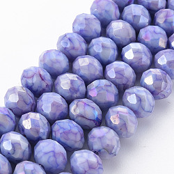 Opaque Baking Painted Glass Beads Strands, Faceted, Rondelle, Mauve, 10x8mm, Hole: 1.5mm, about 63pcs/strand, 21.06 inch~21.26 inch(53.5~54cm)