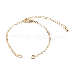 Brass Cable Chain Bracelet Makings, with Jump Rings and Lobster Claw Clasps, Real 18K Gold Plated, 6-3/8 inch(16.3cm)