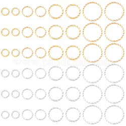 BENECREAT 64Pcs 8 Style Brass Linking Rings, Long-Lasting Plated, Cadmium Free & Lead Free, Round Ring, Real 24K Gold & 925 Sterling Silver Plated, 6~14x1mm, Inner Diameter: 4~12mm, 8pcs/style