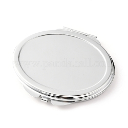 DIY-Kosmetikspiegel aus Eisen, für epoxidharz diy, Oval, Edelstahl Farbe, 6.4x7.15x0.8 cm, Bohrung: 1.6 mm, Fach: 60x46 mm