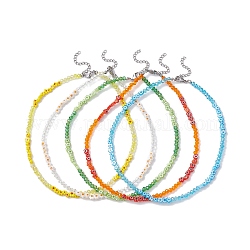 Ожерелья из стеклянных цветов из бисера, разноцветные, 13.94 дюйм (35.4 см)