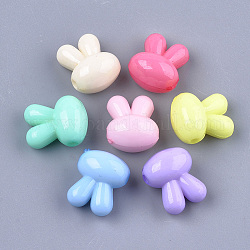 Perles acryliques lapin opaques de couleur unie, tête de lapin, couleur mixte, 16x13x10mm, Trou: 2mm