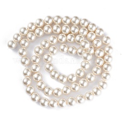 Abalorios de perla de vidrio, pearlized, redondo, nieve, 12mm, agujero: 1 mm, aproximamente 68 pcs / cadena, 30.71 pulgada (78 cm)