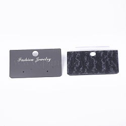 Plastic Display Cards, Used For Earrings, Rectangle, Black, 3.1x5.2x0.7~0.8cm, Hole: 6mm