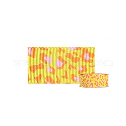 Einseitiges Polyester-Ripsband, Leopardenmuster, Gelb, 1-1/2 Zoll (38 mm)