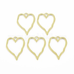 Alloy Open Back Bezel Pendants, For DIY UV Resin, Epoxy Resin, Pressed Flower Jewelry, Heart, Matte Gold Color, 37x29x2mm, Hole: 4.5x4mm