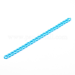 Opaque Acrylic Twisted Chain, Curb Chain, Quick Link Chains, Unwelded, Dodger Blue, 13.5x10x2.5mm, 39.37 inch(1m)/strand