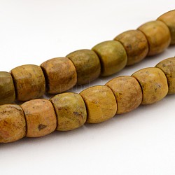Hebras de cuentas de tambor de piedra natural de larderita shoushan tianhuang, 12x10mm, agujero: 2 mm, aproximamente 40 pcs / cadena, 15.75 pulgada
