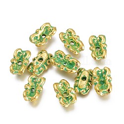 Alloy Beads, Bear, Golden & Green Patina, 11.5x7.5x3.5mm, Hole: 1.4mm