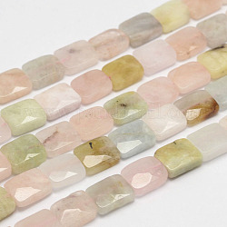 Chapelets de perles en morganite naturelle, rectangle, facette, 10x8x3~5mm, Trou: 0.8~1mm, Environ 34 pcs/chapelet, 15.7 pouce (400 mm)
