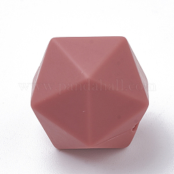 Perle focali in silicone ecologico per uso alimentare, masticare perline per i denti, fare collane fai-da-te fai-da-te, icosaedro, indian rosso, 16.5x16.5x16.5mm, Foro: 2 mm