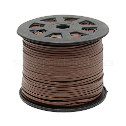 Faux Suede Cord, Faux Suede Lace, with Imitation Leather, Saddle Brown, 3x1mm, 100yards/roll(300 feet/roll)
