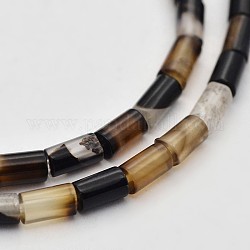 Perles colonne naturelle agate noire brins, teints et chauffée, 5x3mm, Trou: 0.5mm, Environ 78 pcs/chapelet, 15.7 pouce